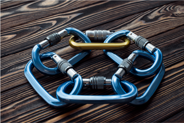 Photo of connected chain links on a table