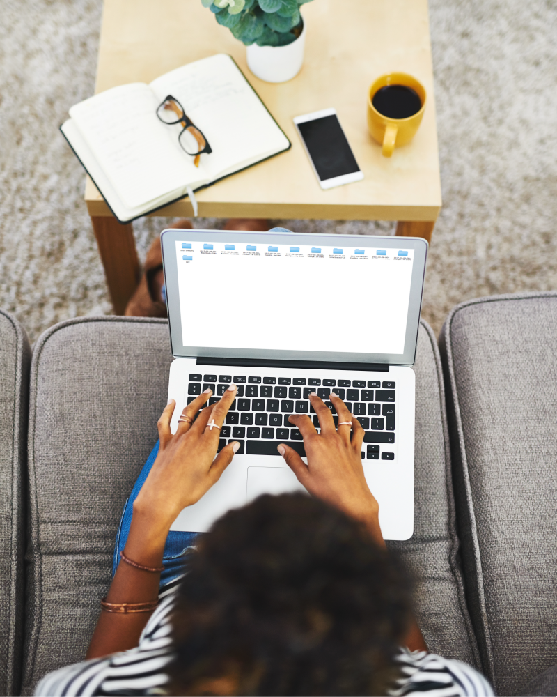 photo of woman on laptop