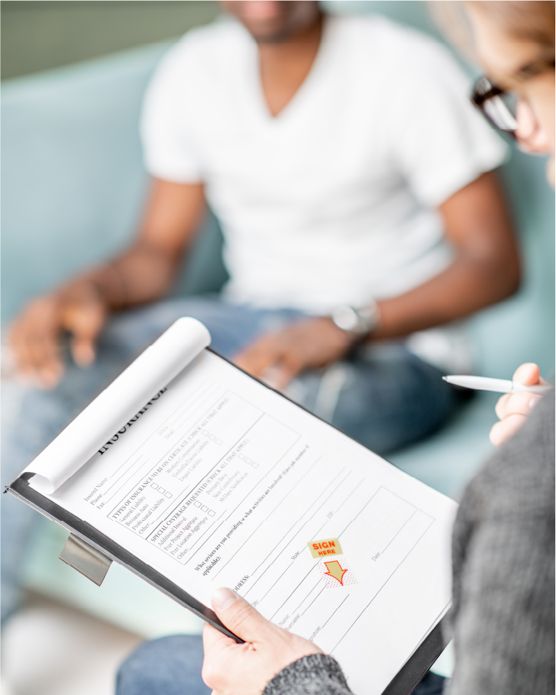 photo of a woman conducting an interview